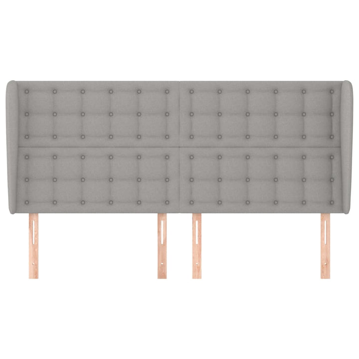 sengegavl med kanter 163x23x118/128 cm stof lysegrå