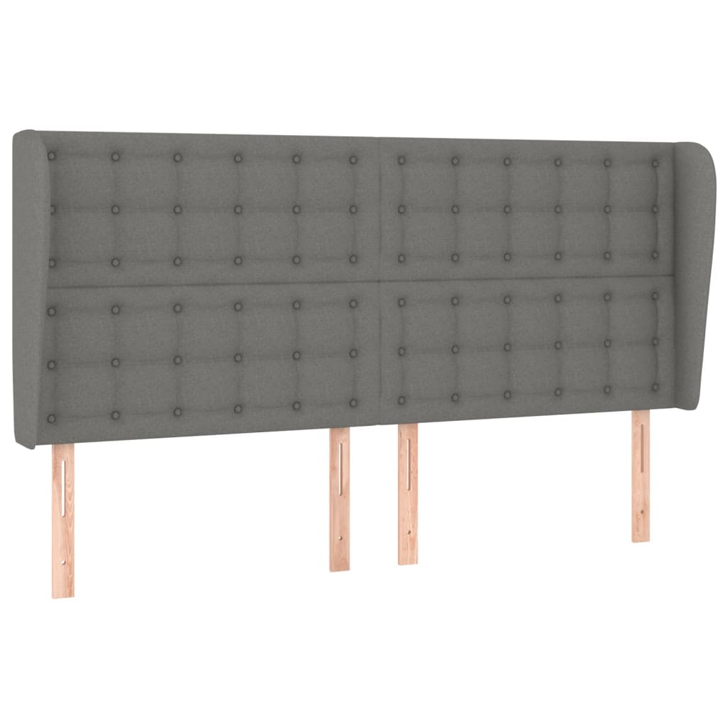sengegavl med kanter 163x23x118/128 cm stof mørkegrå