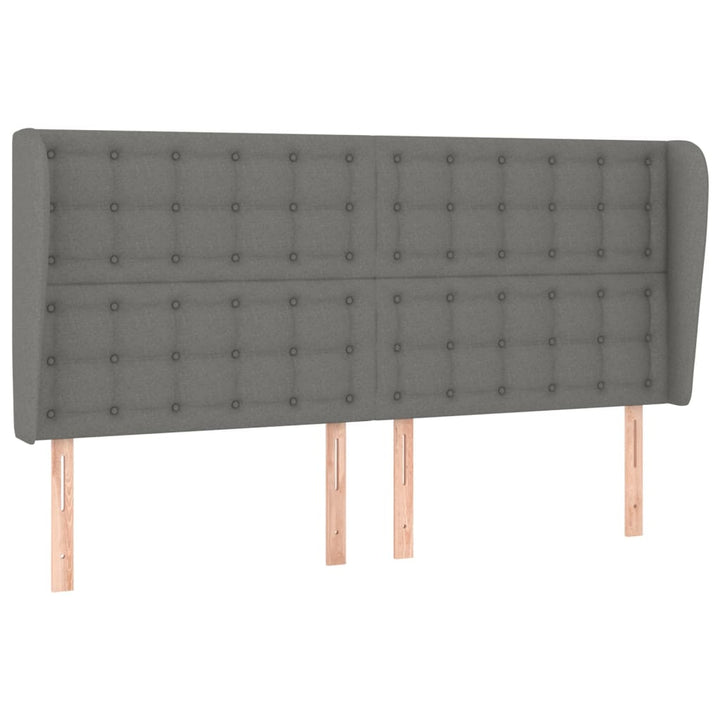 sengegavl med kanter 163x23x118/128 cm stof mørkegrå