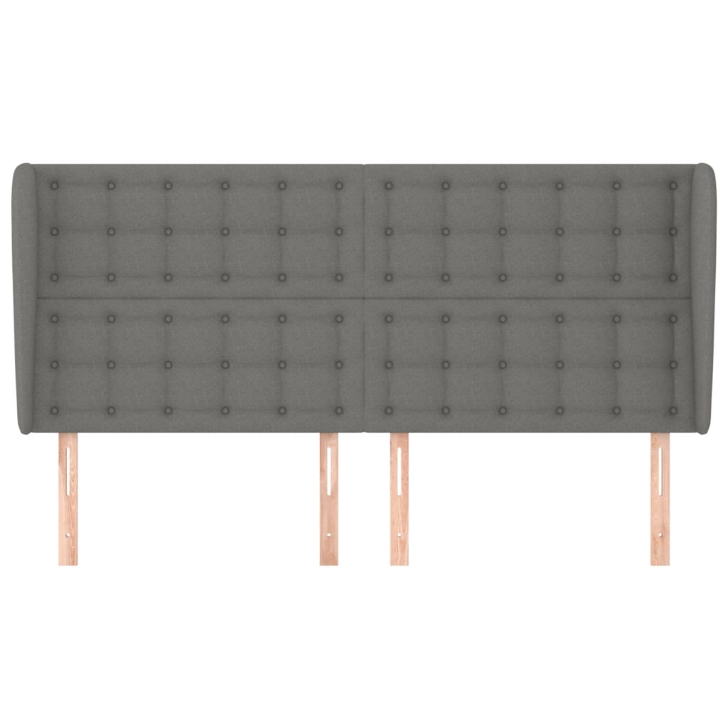 sengegavl med kanter 163x23x118/128 cm stof mørkegrå