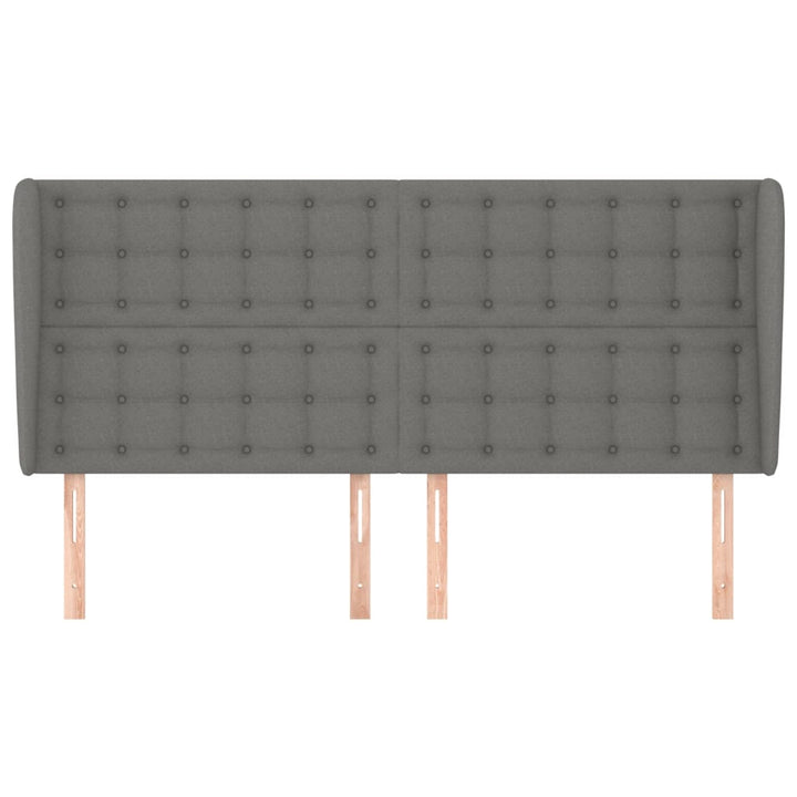sengegavl med kanter 163x23x118/128 cm stof mørkegrå