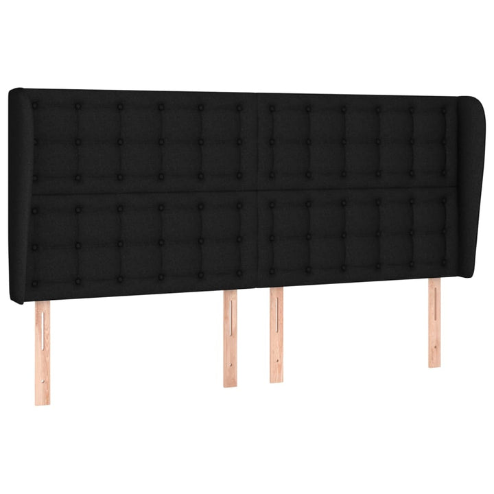 sengegavl med kanter 163x23x118/128 cm stof sort