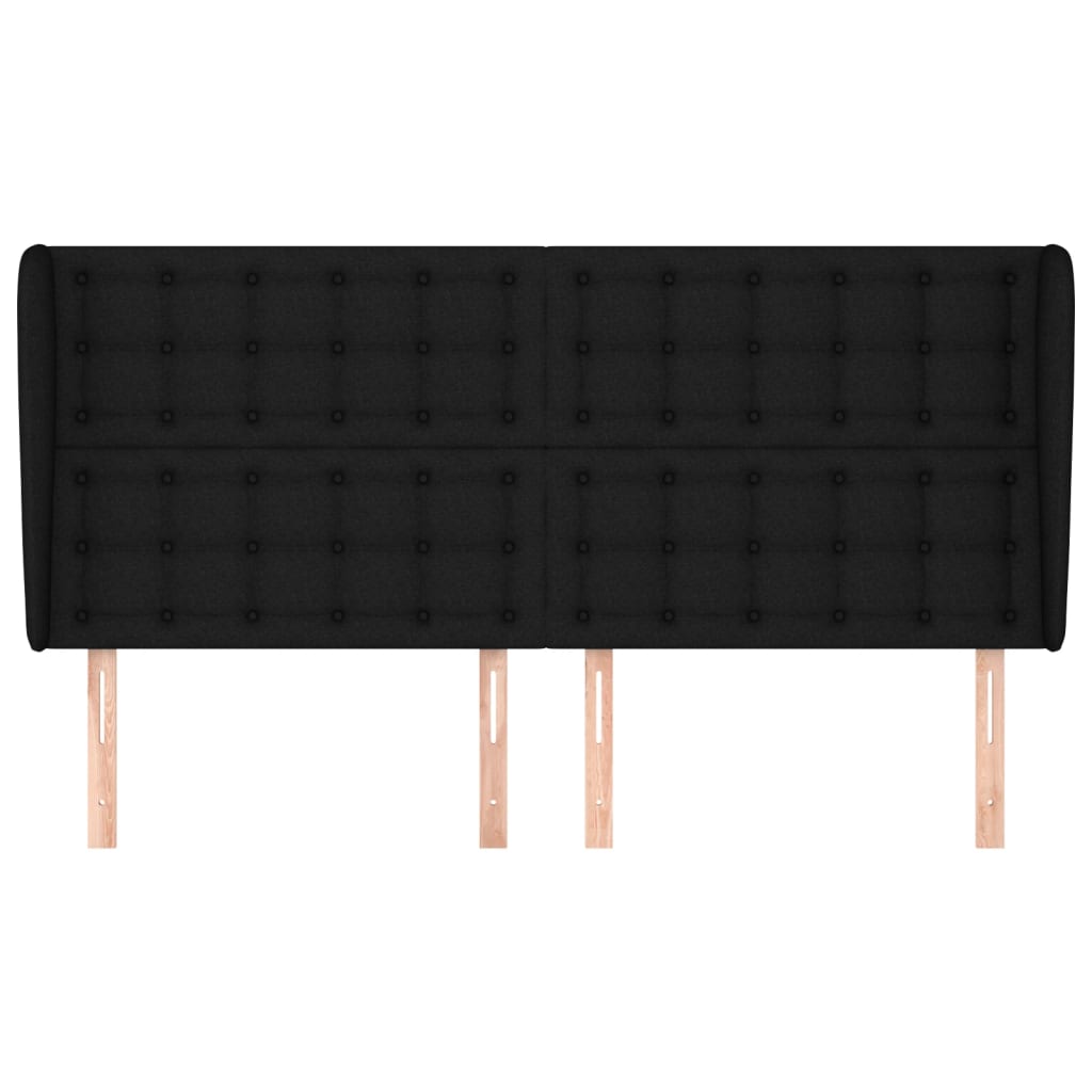 sengegavl med kanter 163x23x118/128 cm stof sort