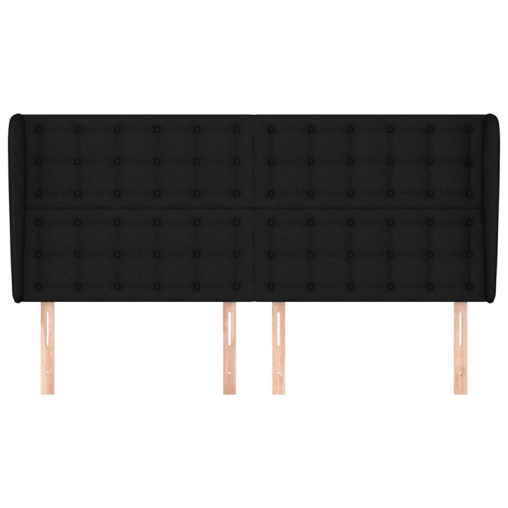 sengegavl med kanter 163x23x118/128 cm stof sort