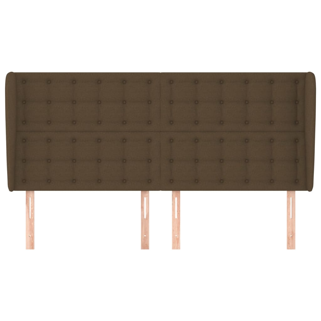 sengegavl med kanter 163x23x118/128 cm stof mørkebrun