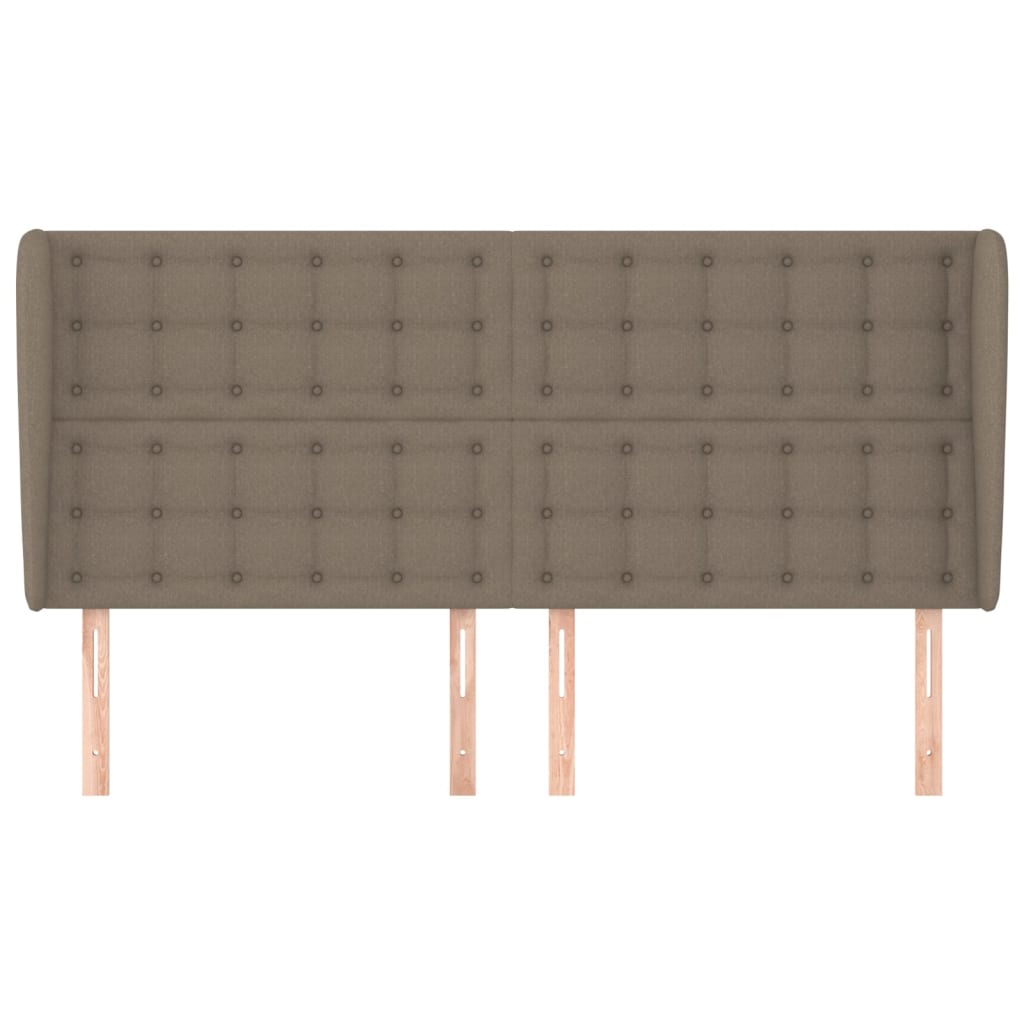 sengegavl med kanter 163x23x118/128 cm stof gråbrun