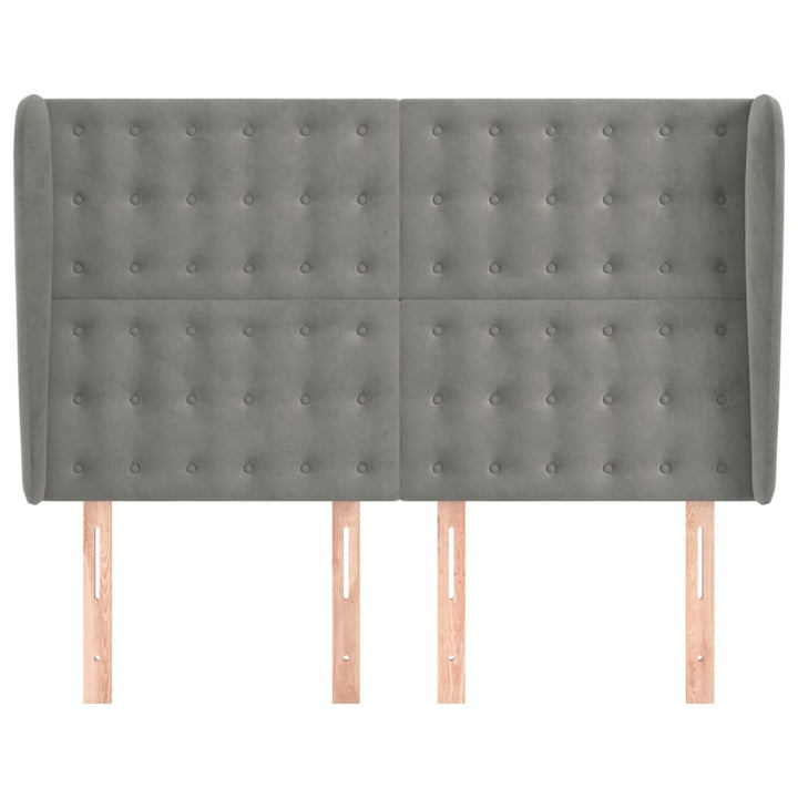 sengegavl med kanter 147x23x118/128 cm fløjl lysegrå