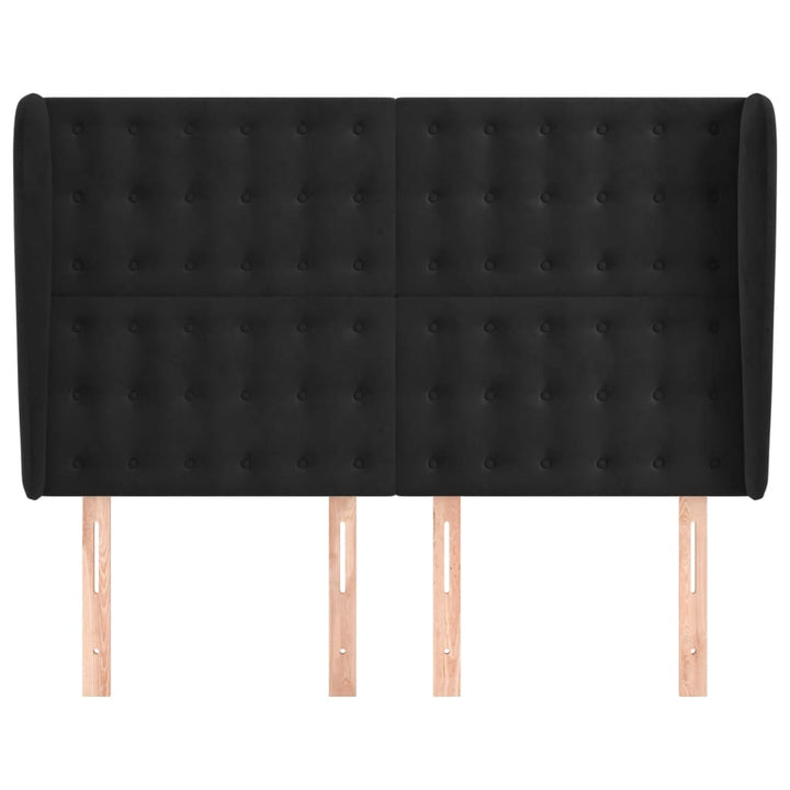 sengegavl med kanter 147x23x118/128 cm fløjl sort