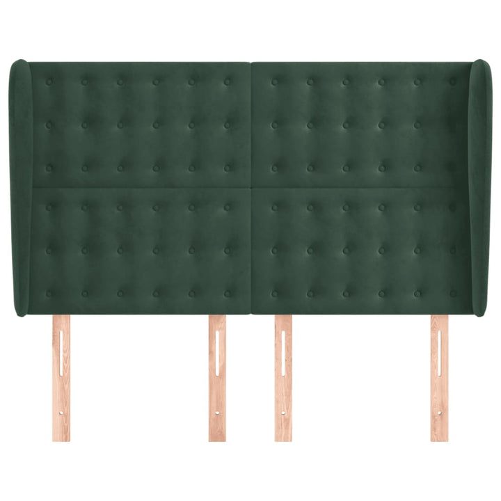 sengegavl med kanter 147x23x118/128 cm fløjl mørkegrøn