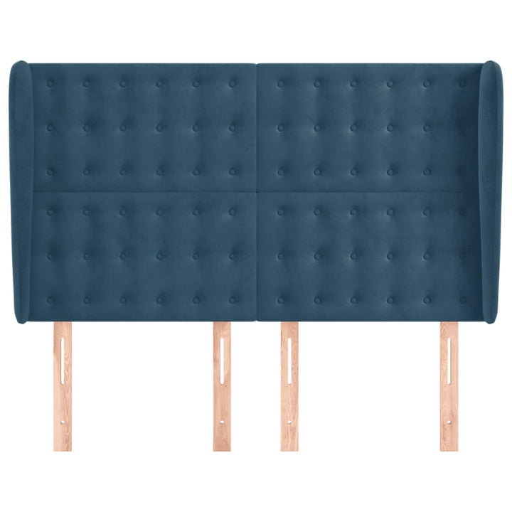 sengegavl med kanter 147x23x118/128 cm fløjl mørkeblå