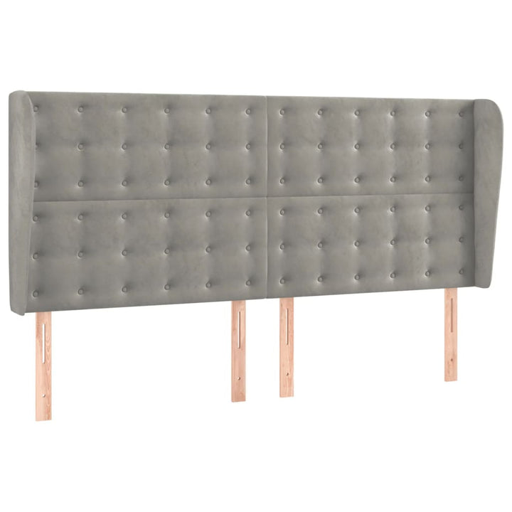 sengegavl med kanter 163x23x118/128 cm fløjl lysegrå