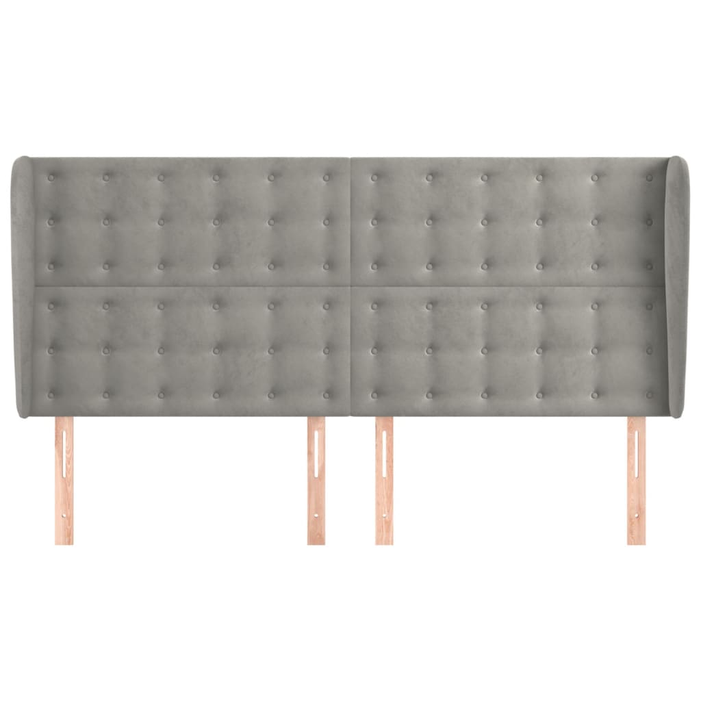 sengegavl med kanter 163x23x118/128 cm fløjl lysegrå