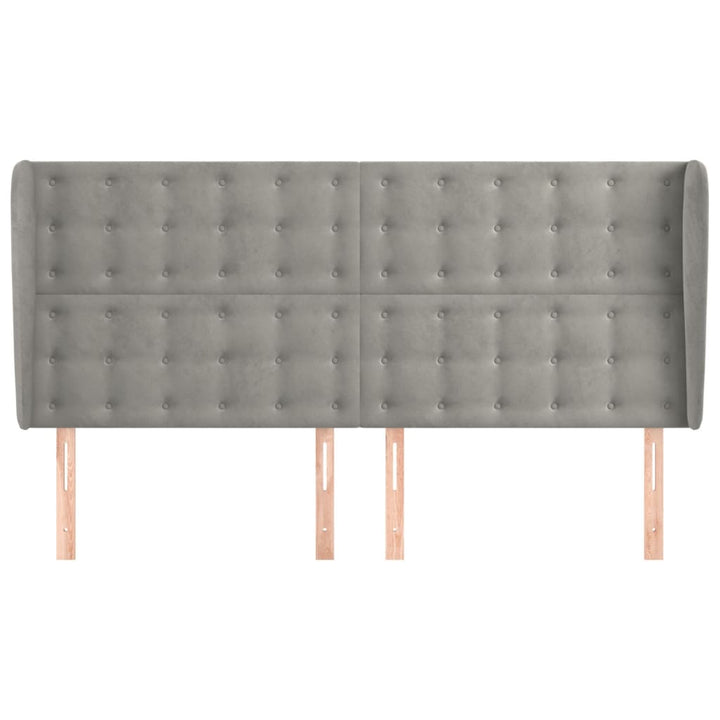 sengegavl med kanter 163x23x118/128 cm fløjl lysegrå