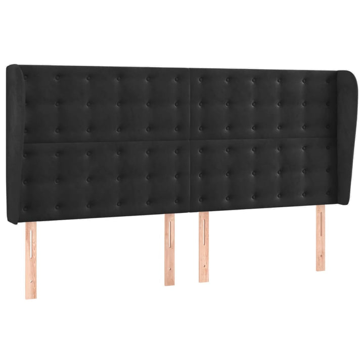 sengegavl med kanter 163x23x118/128 cm fløjl sort