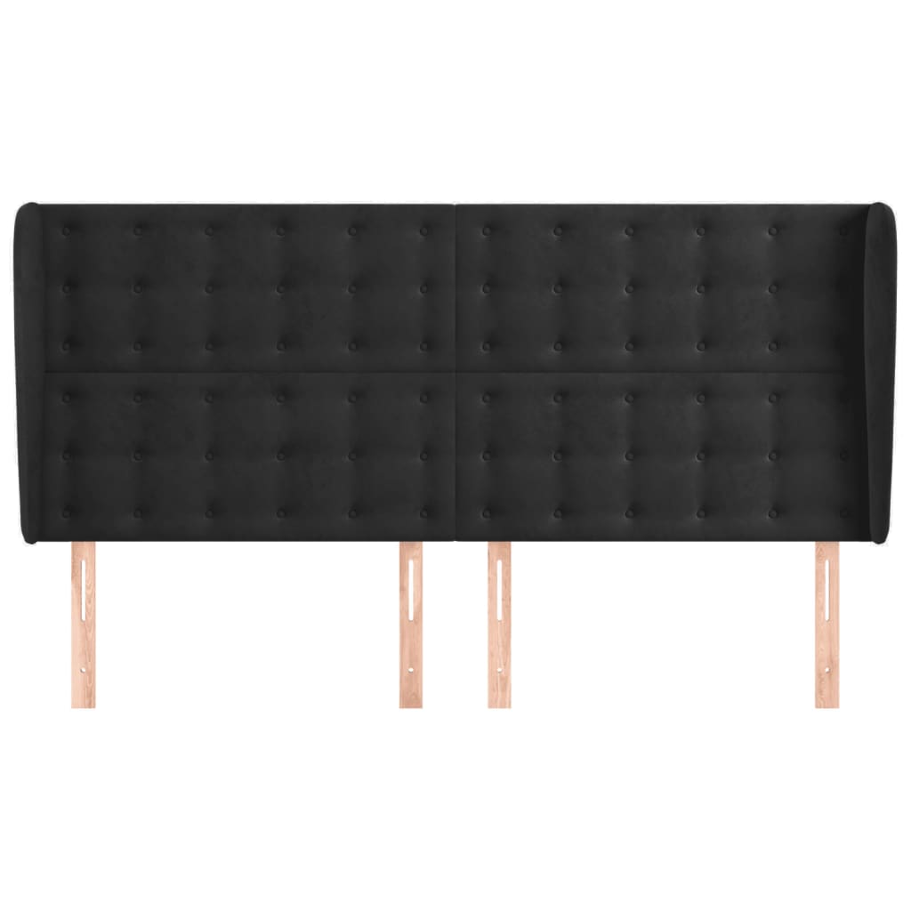 sengegavl med kanter 163x23x118/128 cm fløjl sort