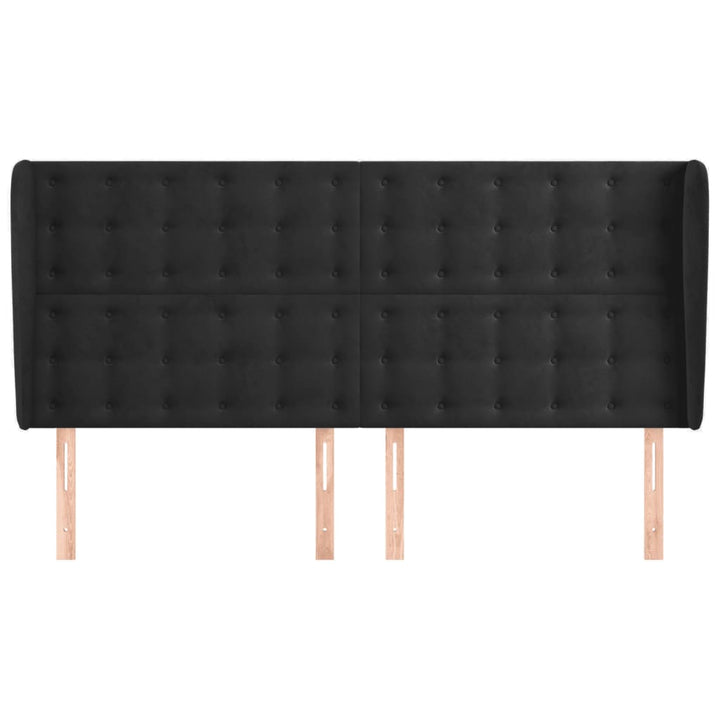sengegavl med kanter 163x23x118/128 cm fløjl sort