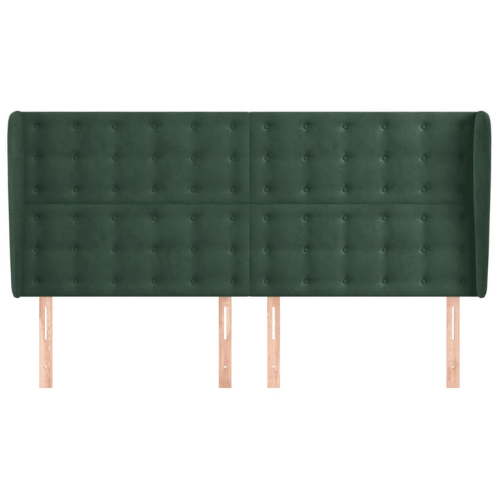 sengegavl med kanter 163x23x118/128 cm fløjl mørkegrøn