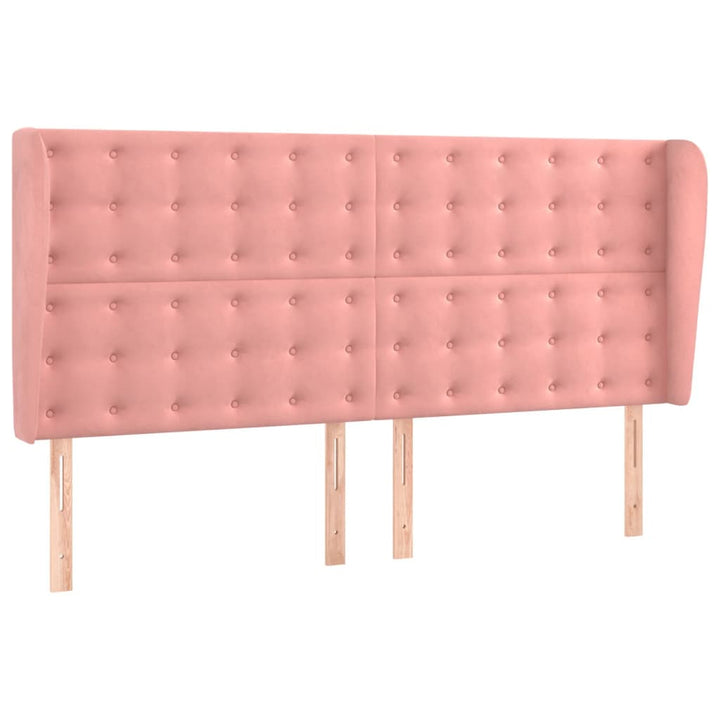 sengegavl med kanter 163x23x118/128 cm fløjl lyserød