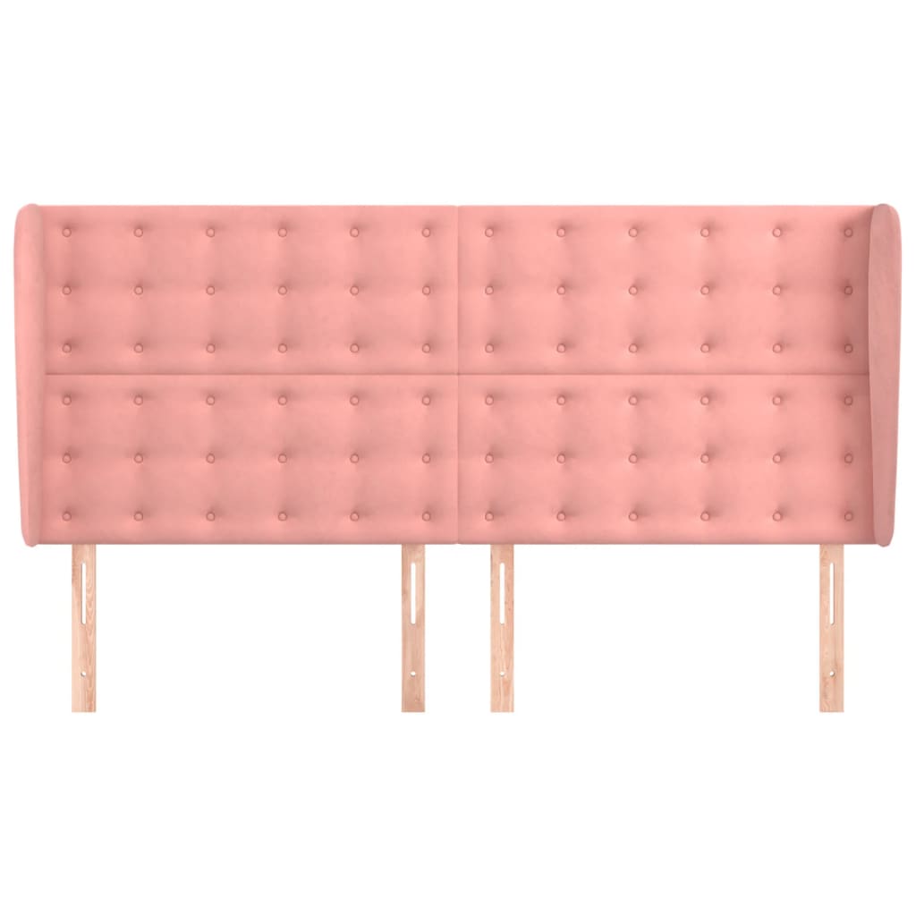 sengegavl med kanter 163x23x118/128 cm fløjl lyserød