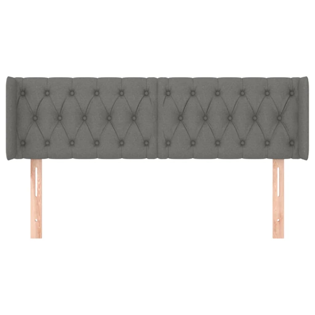 sengegavl med kanter 163x16x78/88 cm stof mørkegrå
