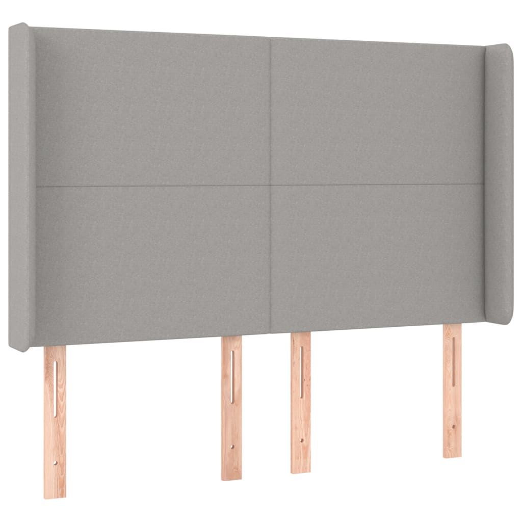 sengegavl med kanter 147x16x118/128 cm stof lysegrå