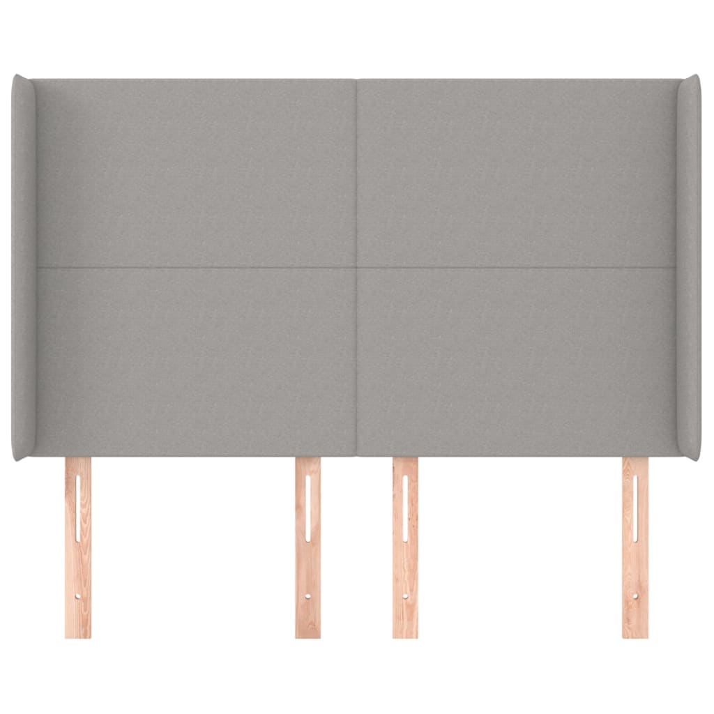 sengegavl med kanter 147x16x118/128 cm stof lysegrå