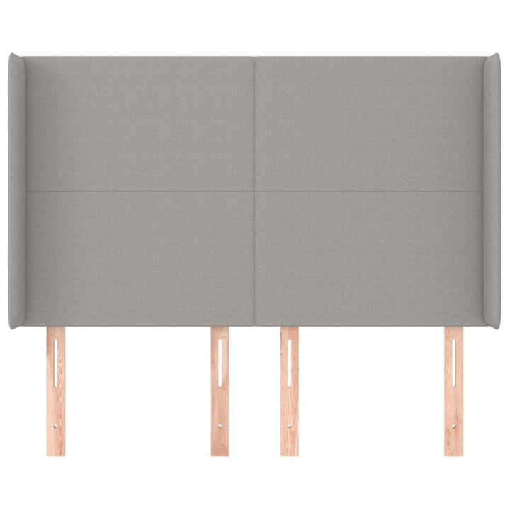 sengegavl med kanter 147x16x118/128 cm stof lysegrå