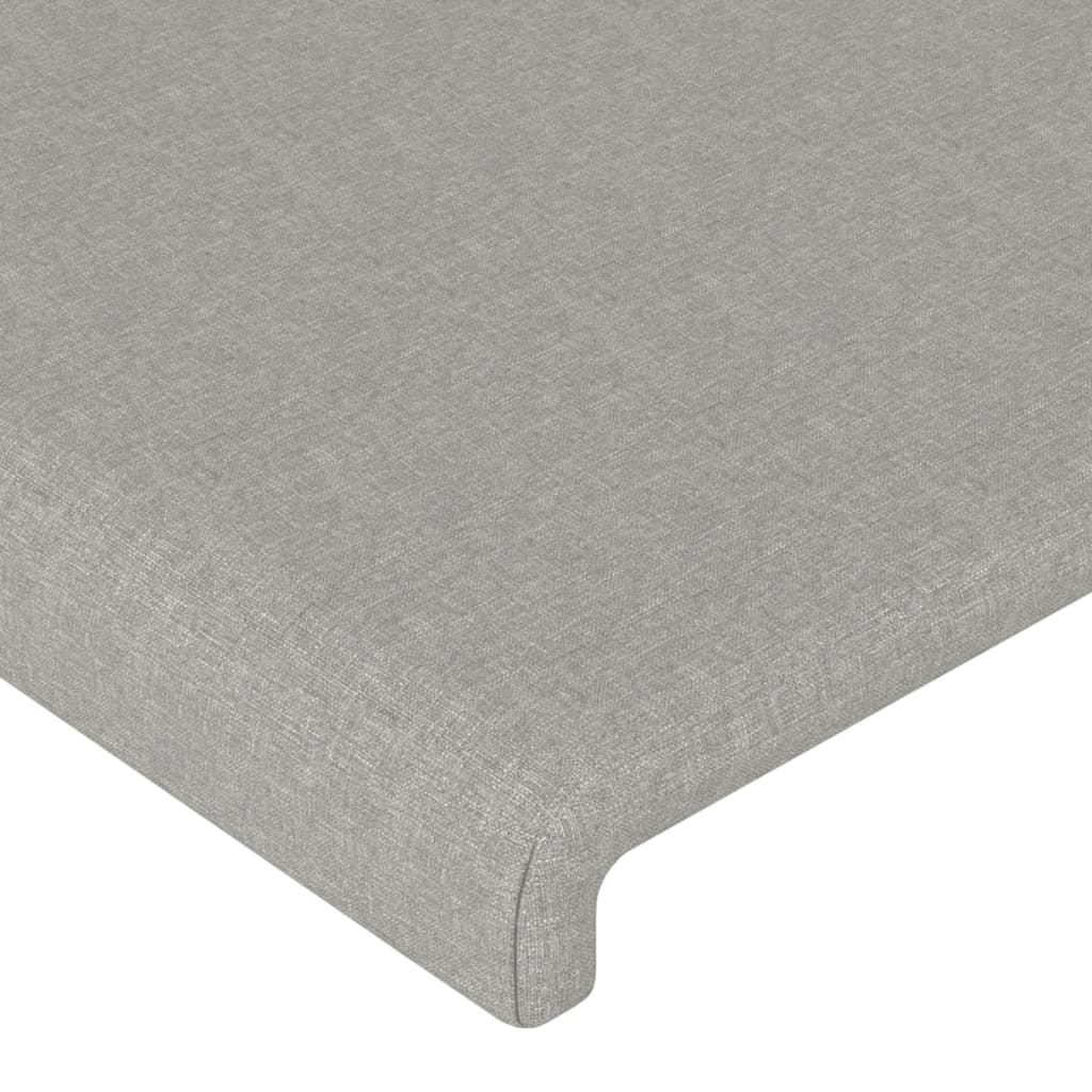 sengegavl med kanter 147x16x118/128 cm stof lysegrå