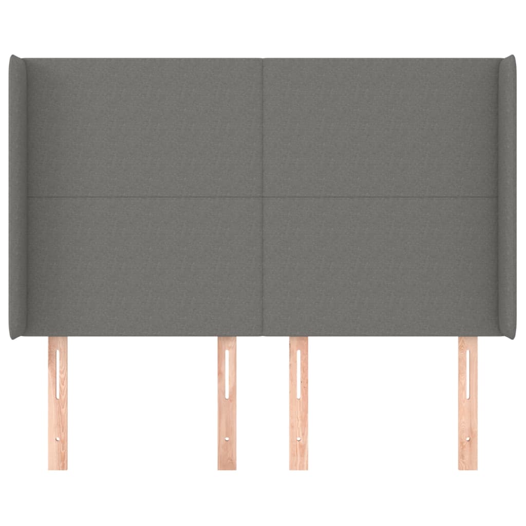 sengegavl med kanter 147x16x118/128 cm stof mørkegrå