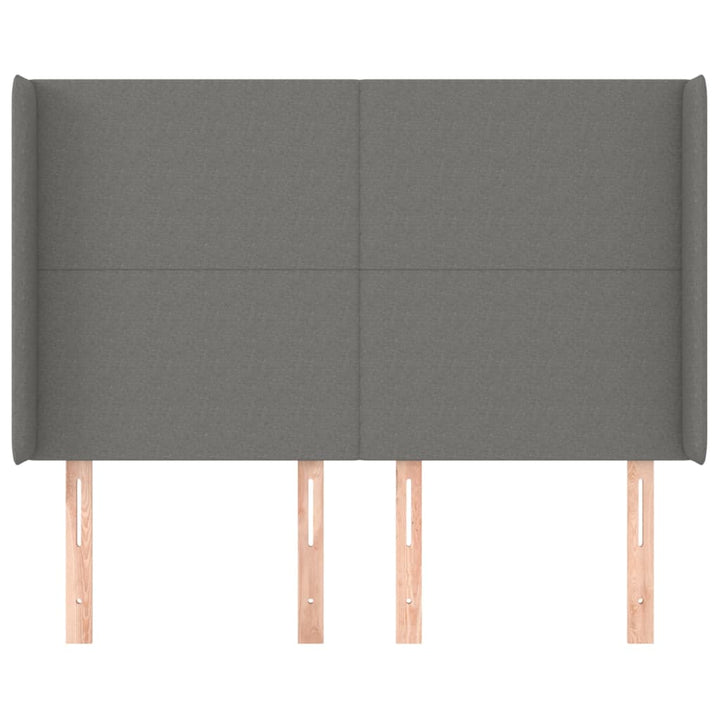 sengegavl med kanter 147x16x118/128 cm stof mørkegrå