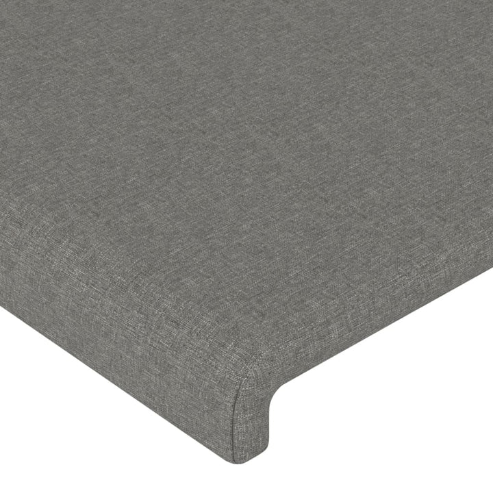 sengegavl med kanter 147x16x118/128 cm stof mørkegrå