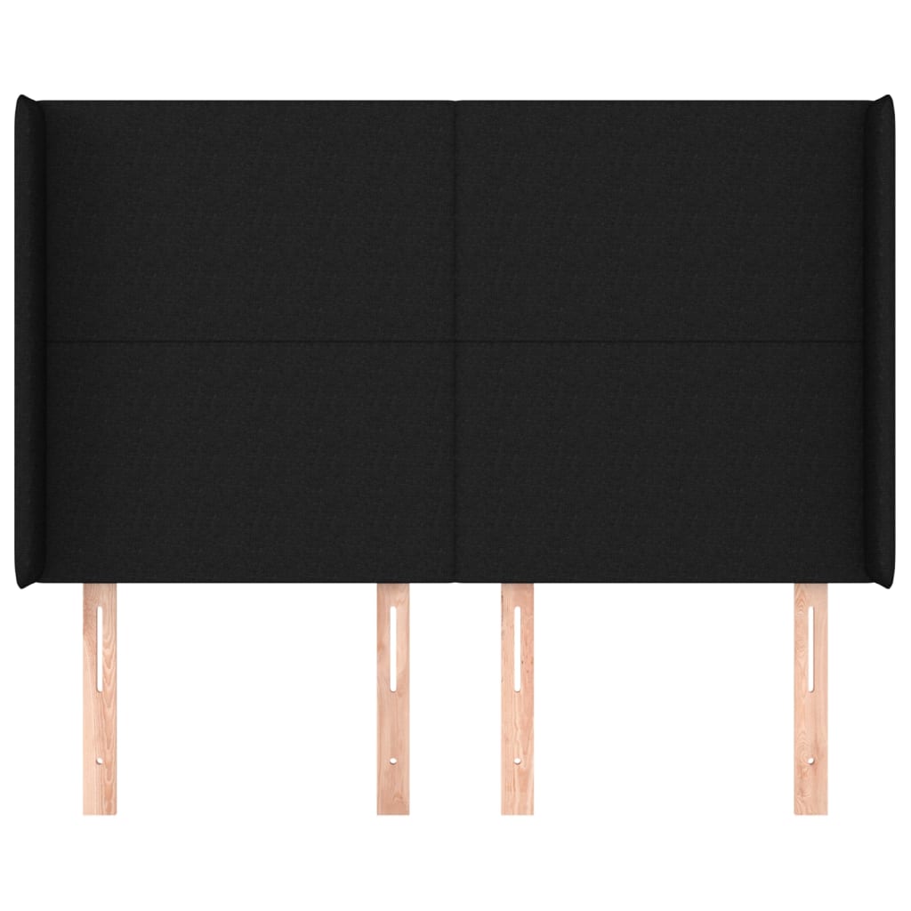 sengegavl med kanter 147x16x118/128 cm stof sort