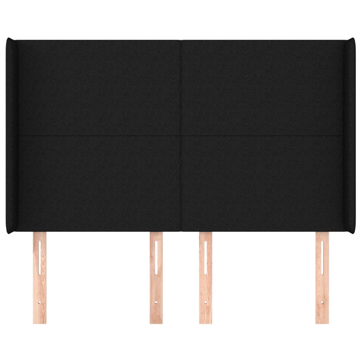 sengegavl med kanter 147x16x118/128 cm stof sort