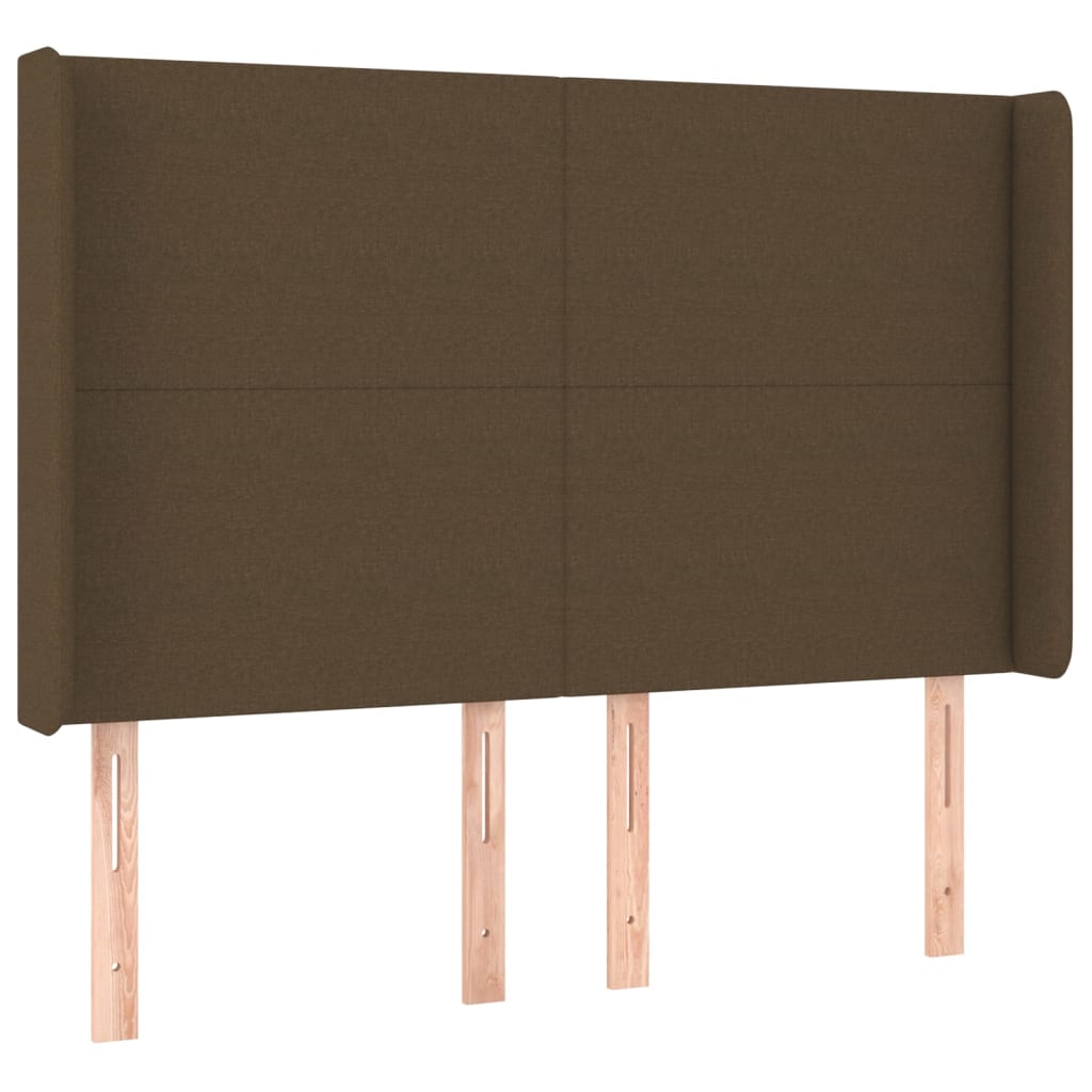 sengegavl med kanter 147x16x118/128 cm stof mørkebrun