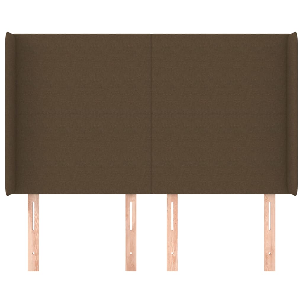 sengegavl med kanter 147x16x118/128 cm stof mørkebrun