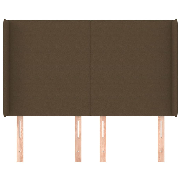 sengegavl med kanter 147x16x118/128 cm stof mørkebrun