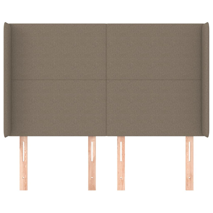 sengegavl med kanter 147x16x118/128 cm stof gråbrun
