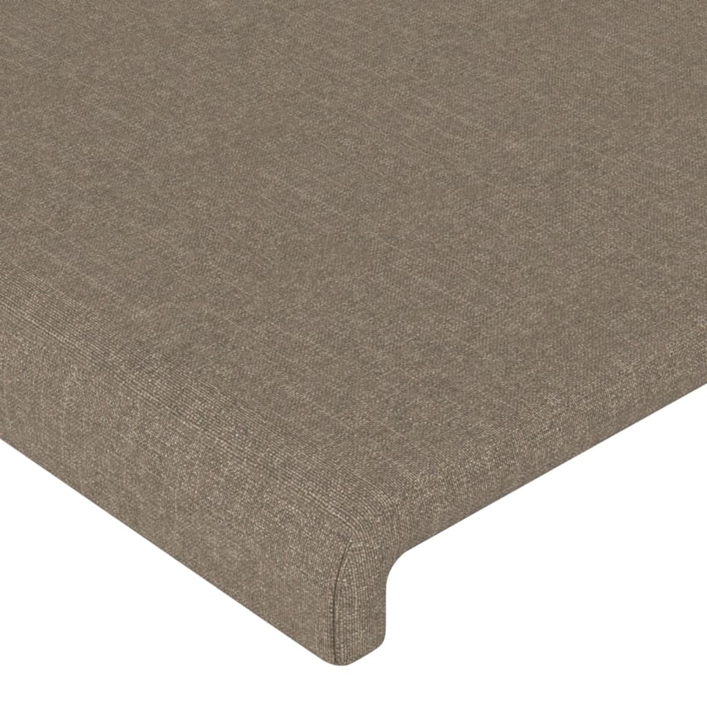 sengegavl med kanter 147x16x118/128 cm stof gråbrun