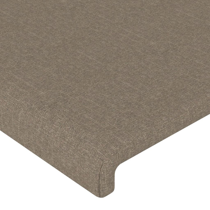 sengegavl med kanter 147x16x118/128 cm stof gråbrun