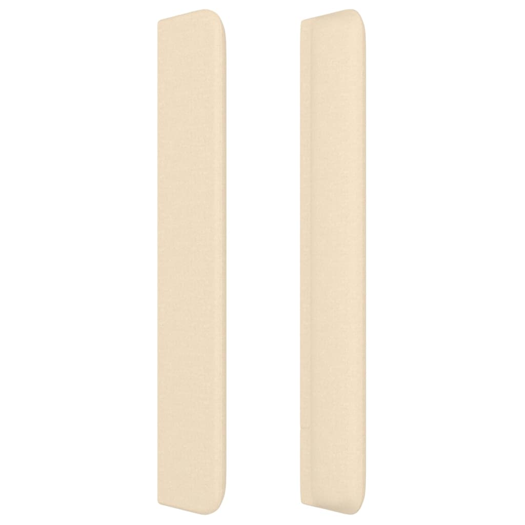 sengegavl med kanter 147x16x118/128 cm stof cremefarvet