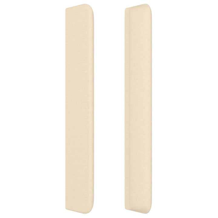 sengegavl med kanter 147x16x118/128 cm stof cremefarvet