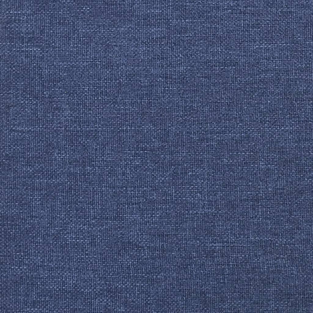 sengegavl med kanter 147x16x118/128 cm stof blå