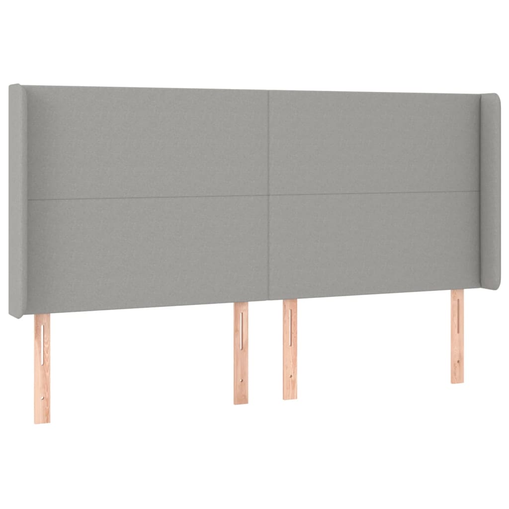 sengegavl med kanter 163x16x118/128 cm stof lysegrå
