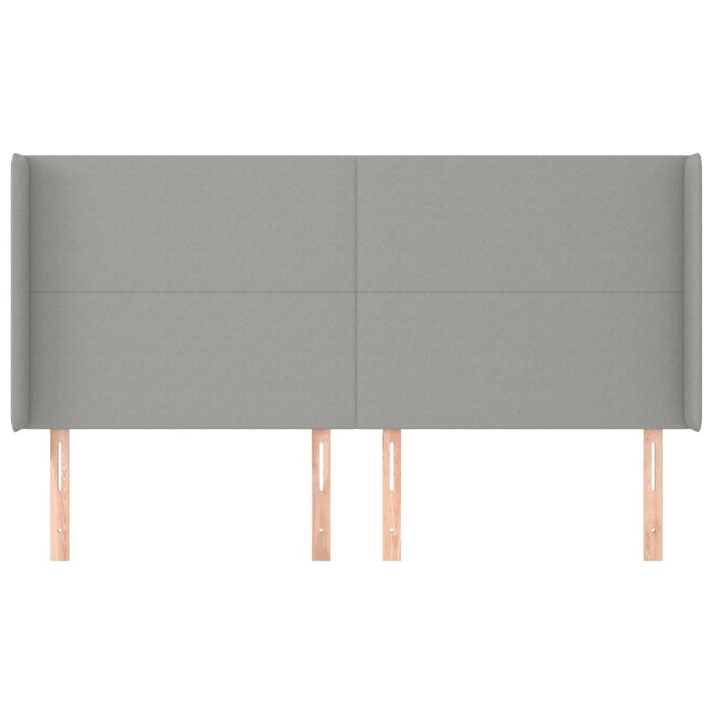 sengegavl med kanter 163x16x118/128 cm stof lysegrå