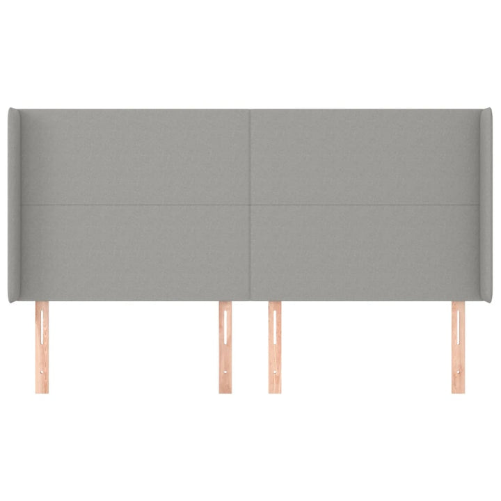 sengegavl med kanter 163x16x118/128 cm stof lysegrå