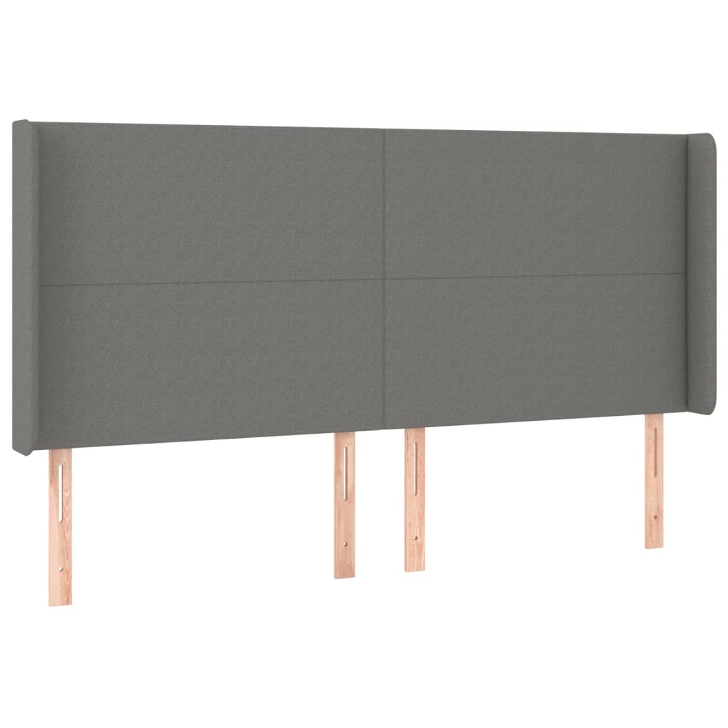 sengegavl med kanter 163x16x118/128 cm stof mørkegrå
