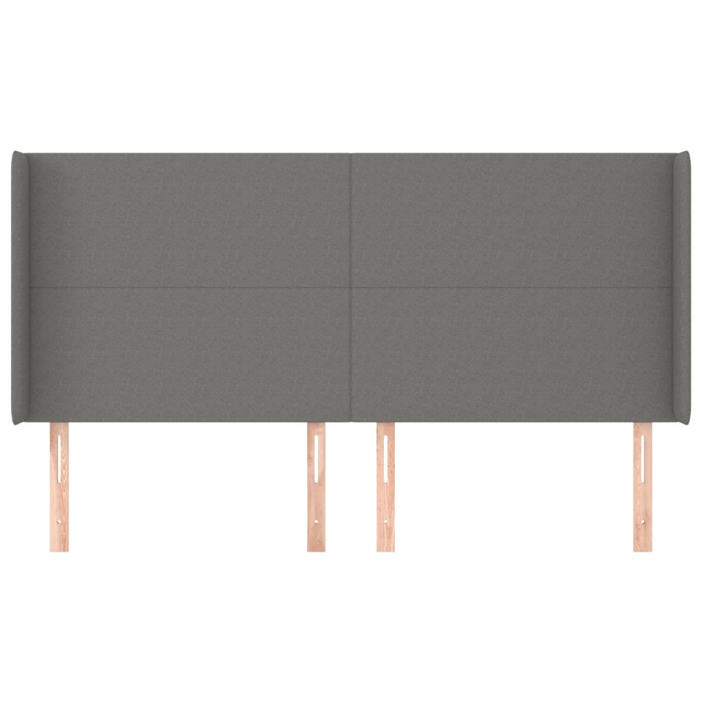sengegavl med kanter 163x16x118/128 cm stof mørkegrå
