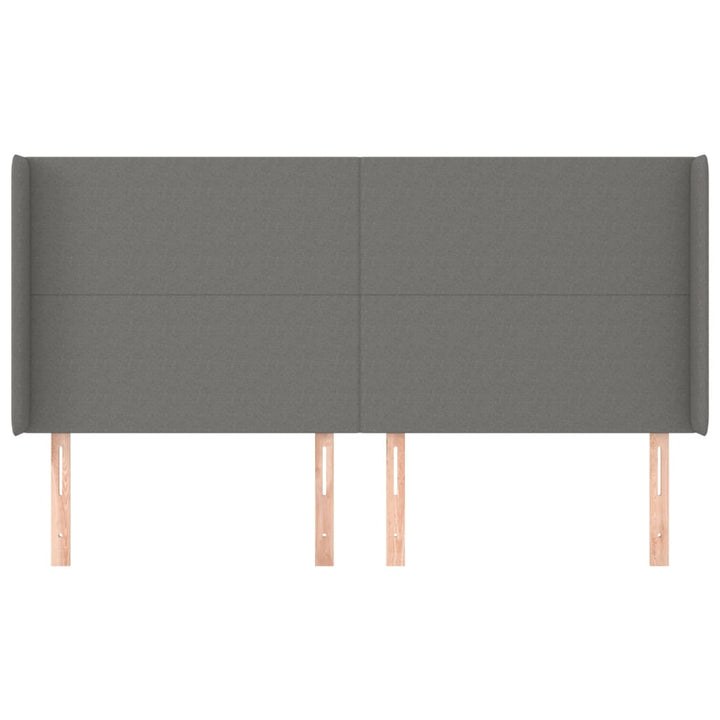 sengegavl med kanter 163x16x118/128 cm stof mørkegrå
