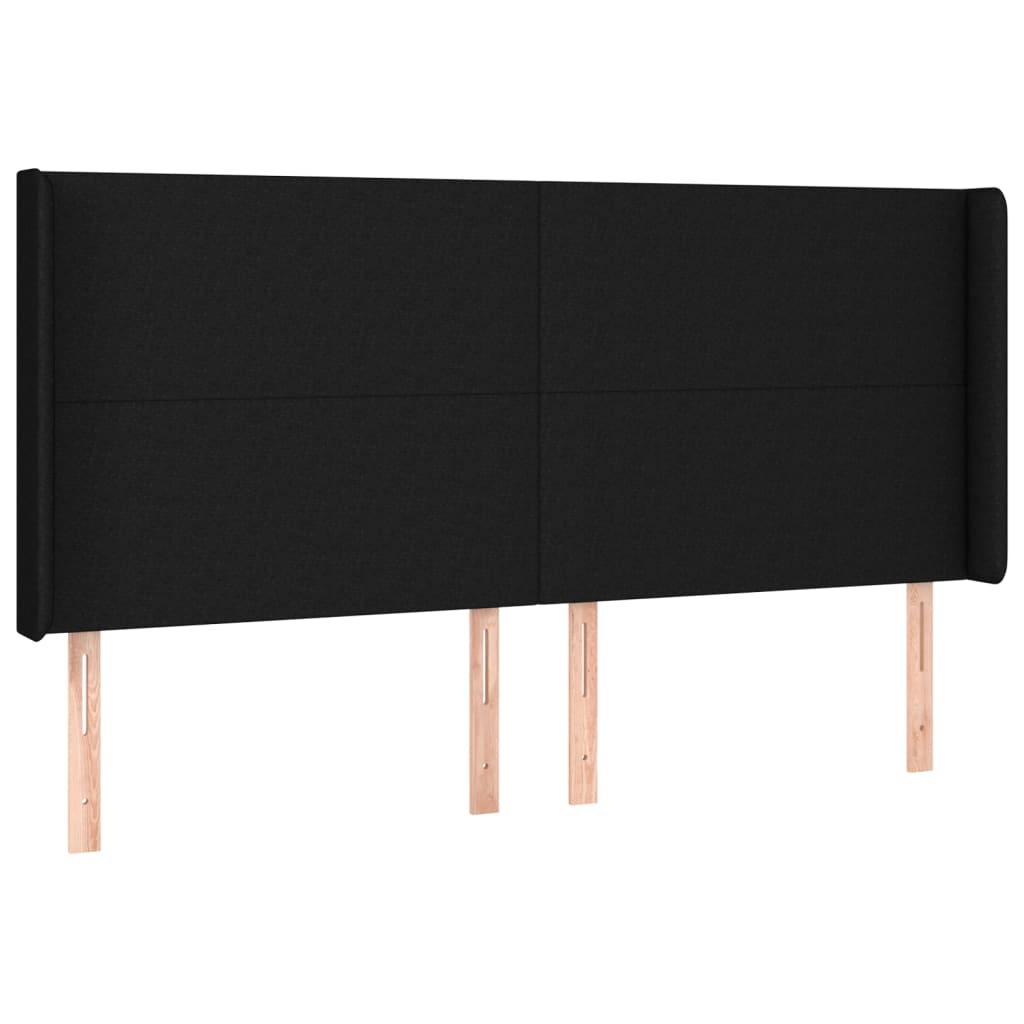 sengegavl med kanter 163x16x118/128 cm stof sort