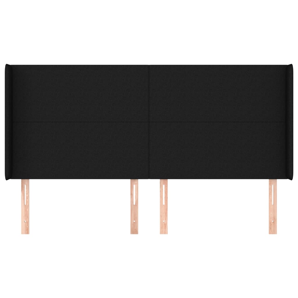 sengegavl med kanter 163x16x118/128 cm stof sort